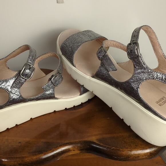 Ladies Johnston & Murphy "Clara" Pewter Leather Sandal 9.5 EUC - Picture 10 of 11